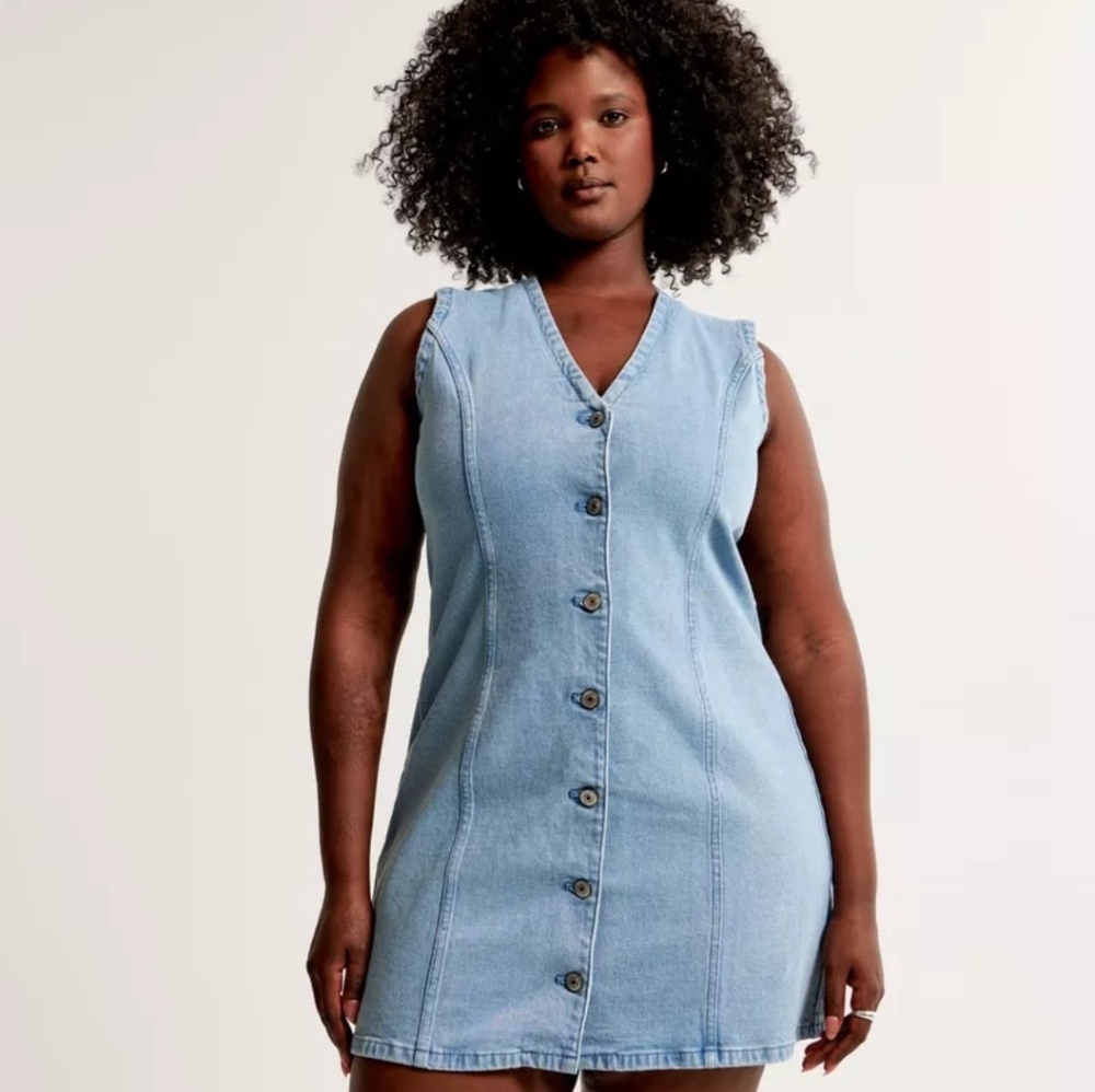 Abercrombie & Fitch, Large Tall, Women's Mia Denim Vest Mini Dress, Ligh…